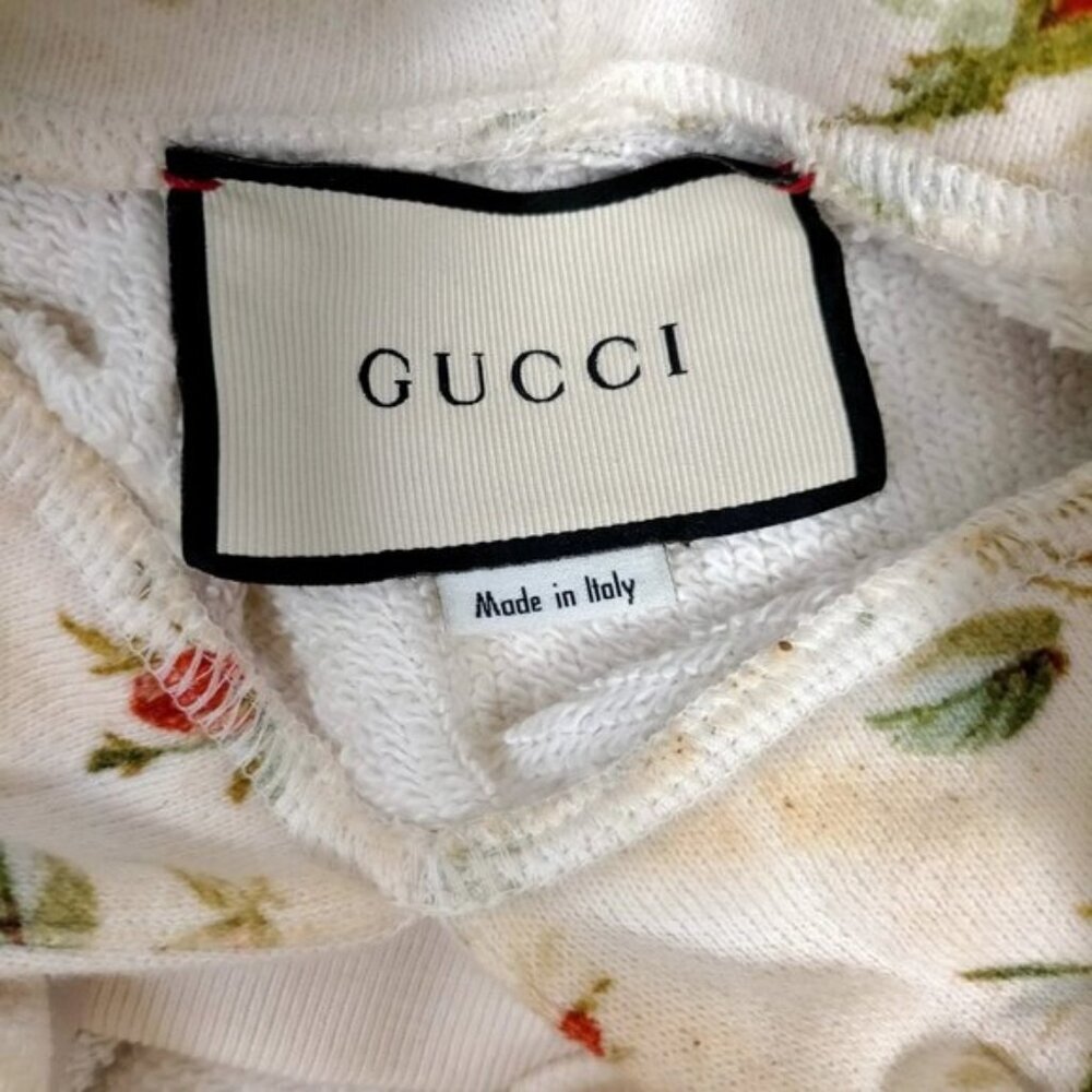 Authentic Gucci Floral Logo GG Web Stripe Cream Hoodie Sweatshirt LuxuryDesigner - Picture 6 of 8